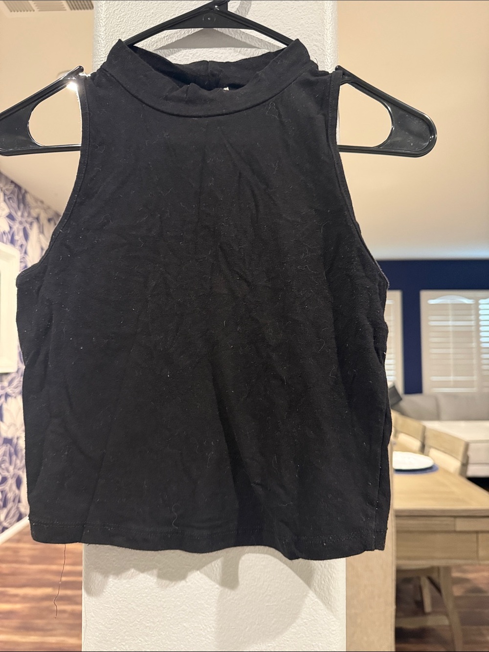 Bozzolo Black Sleeveless Mock Neck Crop Top